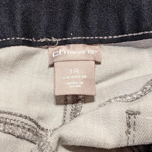 CHICO'S LIGHT GRAY DENIM JEANS - SIZE 1 REGULAR - Picture 3 of 5